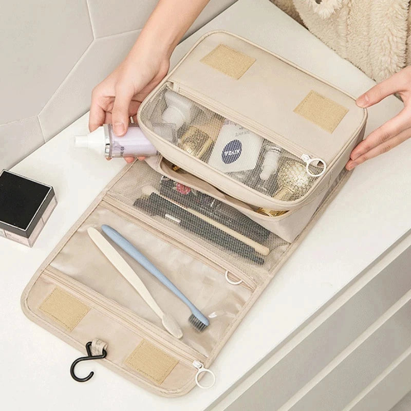 Travel Makeup Bag Waterproof Toiletries Organizer Hook Wash Storage