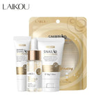 3pcs set LAIKOU Skin Care Vitamin C Sakura Snail Essence Serum Eye Face Cream Moisturizer Travel Size