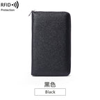 RFID Anti-Theft Cowhide Leather Wallet Brush Head Layer Large Capacity