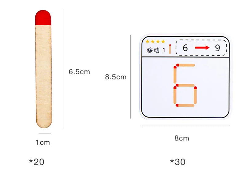 Montessori Matches Puzzles Game Wooden Toys Math Geometry Thinking Educational For Kids Logic