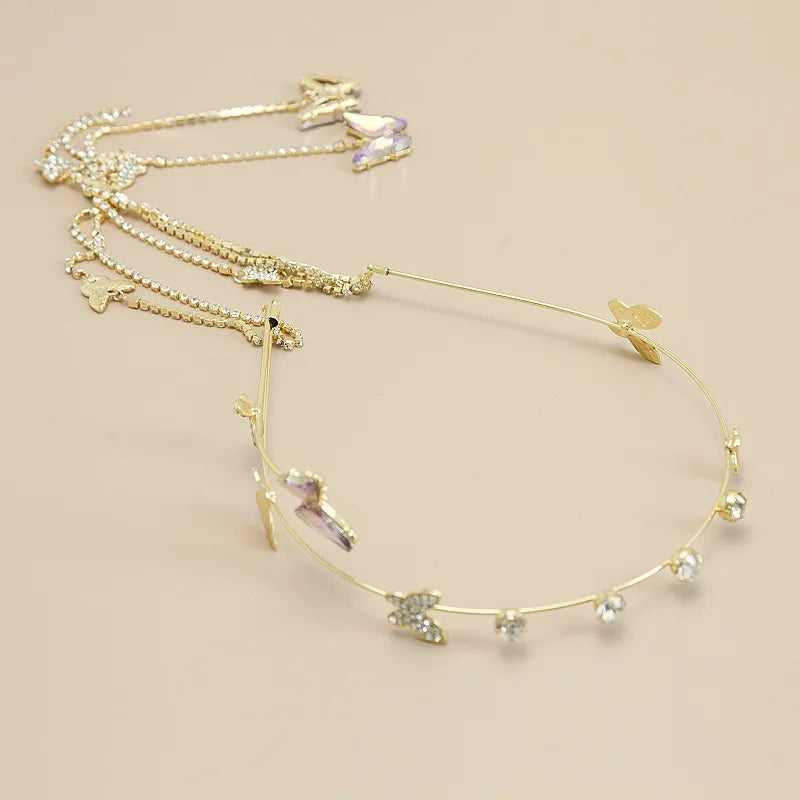 Glitter Girls Rhinestone Headband Butterfly Tassel Hair Accessories