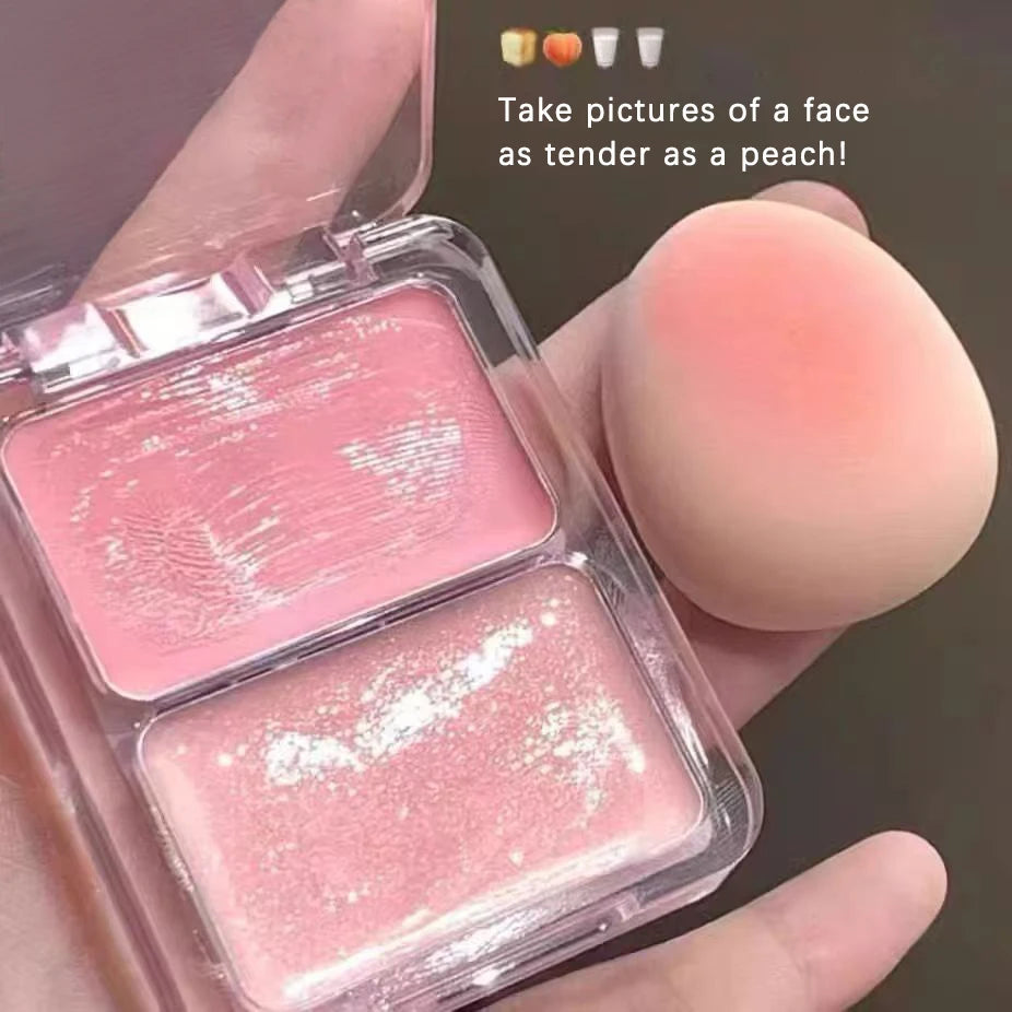 Two-Color Jelly Glow Blush pink apricot red rouge Korean cream texture brightening