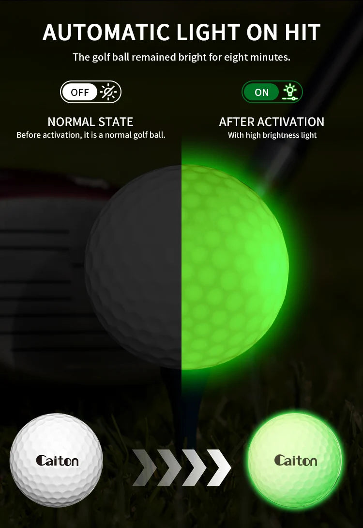 Caiton Night Glow Golf Balls – Set of 6, Perfect Gift for Golf Lovers