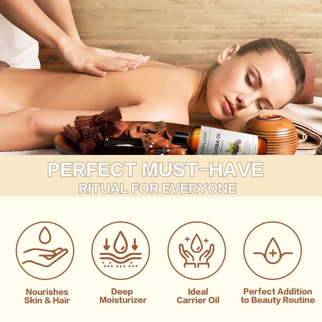 MAYJAM USDA Organic Jojoba Oil Moisturizing for Face, Hair, Skin & Nails