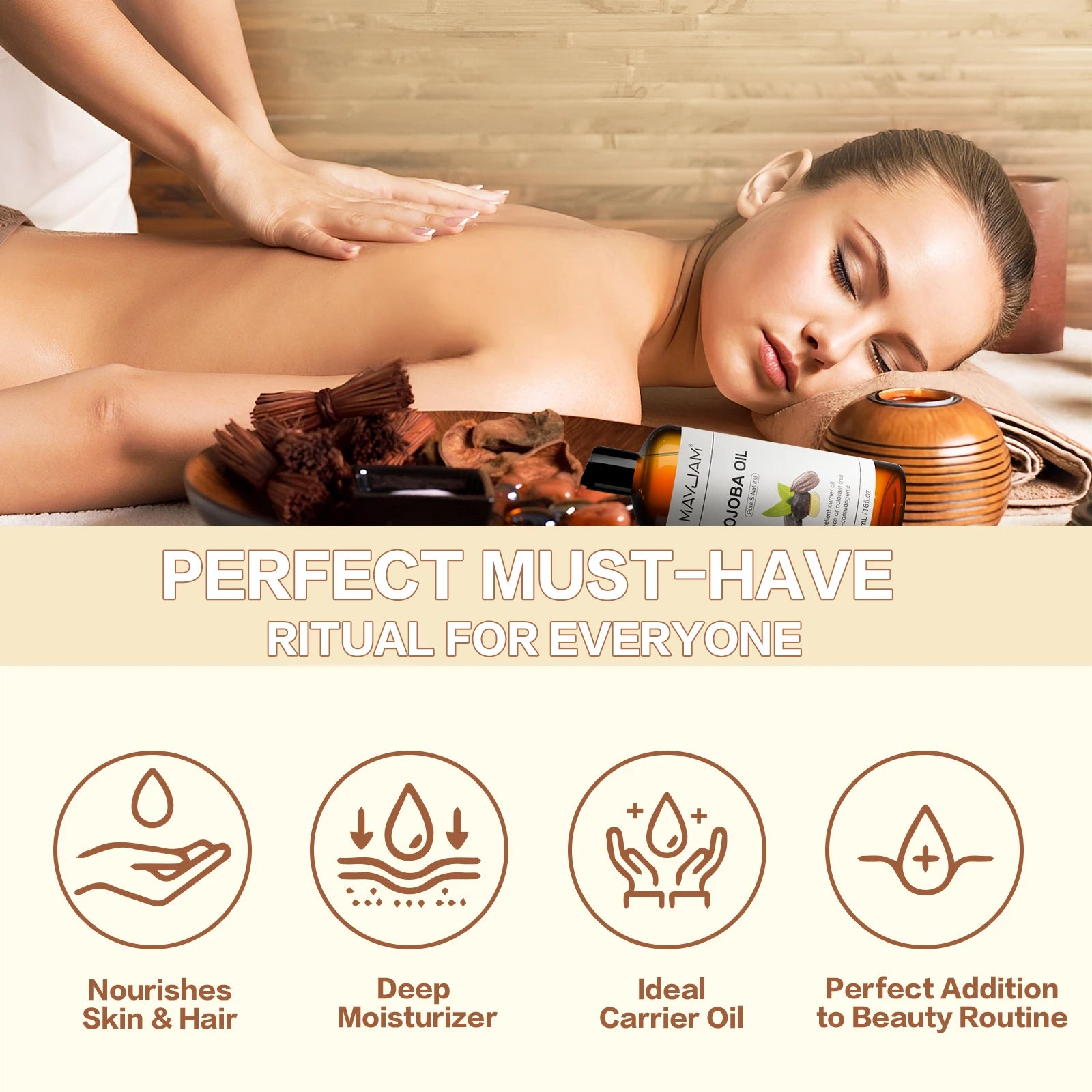 MAYJAM USDA Organic Jojoba Oil Moisturizing for Face, Hair, Skin & Nails