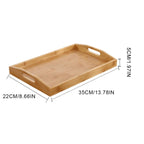 Wide Bamboo Organizer Tray with Handles for Cutlery Serving Spoons Cooking Utensils Teapot Teacup