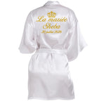 Customized Name Date Wedding Bathrobe Faux Silk Bridal Robe Bridesmaid