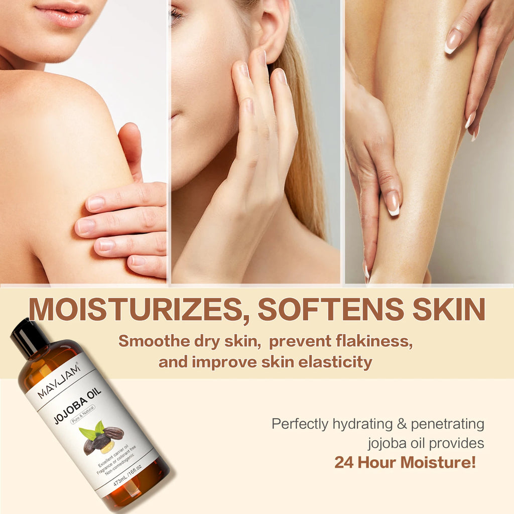 MAYJAM USDA Organic Jojoba Oil Moisturizing for Face, Hair, Skin & Nails