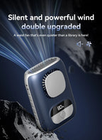 3CM Thin Tiny Portable Waist Fan 4000mAh Clip On Personal Neck Fan LED 12H 5 Speeds 10500RPM Strong Airflow with Lanyard