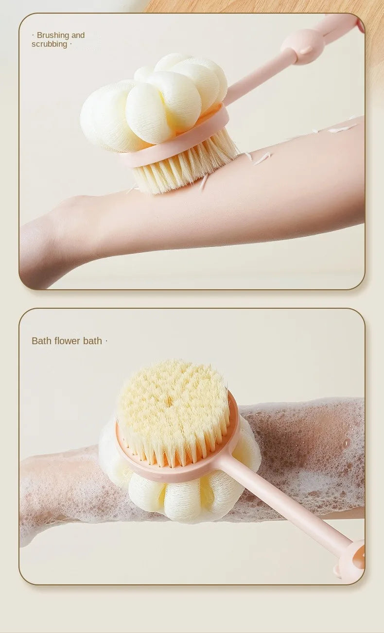 Two Sided Shower Body Brush Silicone Long Handle Back Body Exfoliating