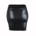 High-waist Tight Hip-hugging Skirt Sexy Imitation Leather