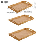 Wide Bamboo Organizer Tray with Handles for Cutlery Serving Spoons Cooking Utensils Teapot Teacup