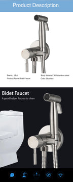 ULA Portable Bidet Sprayer Set Black Stainless Steel Toilet Bathroom Shower Head