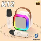 K12 Karaoke Machine 1/2 Wireless Microphones Portable 5.3 PA Bluetooth Speaker System RGB Lights Audio Home KTV