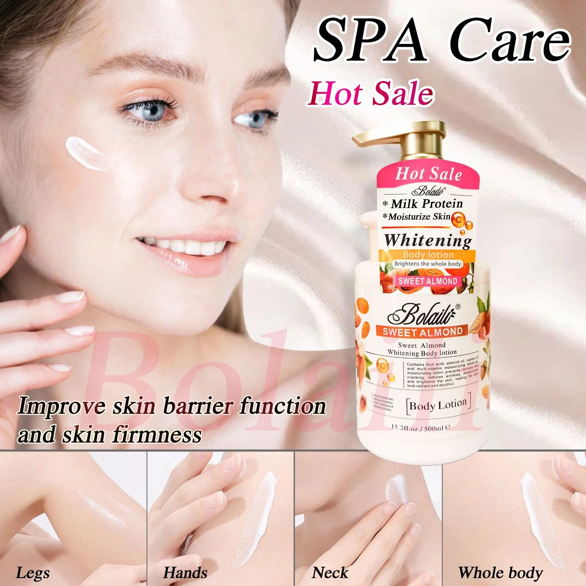 500ml Almond Whitening Body Lotion & Scrub Body Wash Exfoliating Moisturizing Whitening Skin Lightening Increase Skin Radiance