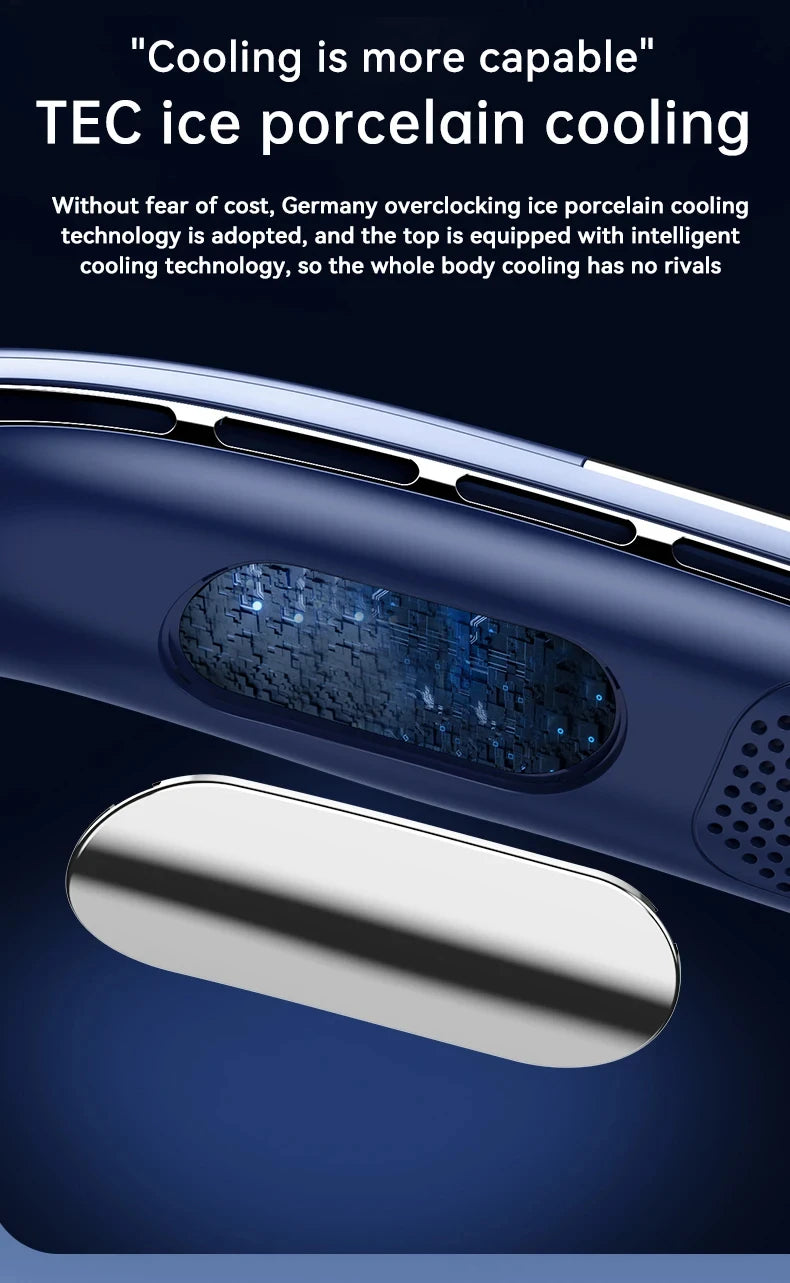 Xiaomi Portable Neck Fan 10000mAh Mini Bladeless Silent USB Rechargeable LED Digital Display 5th Gear Air Cooler