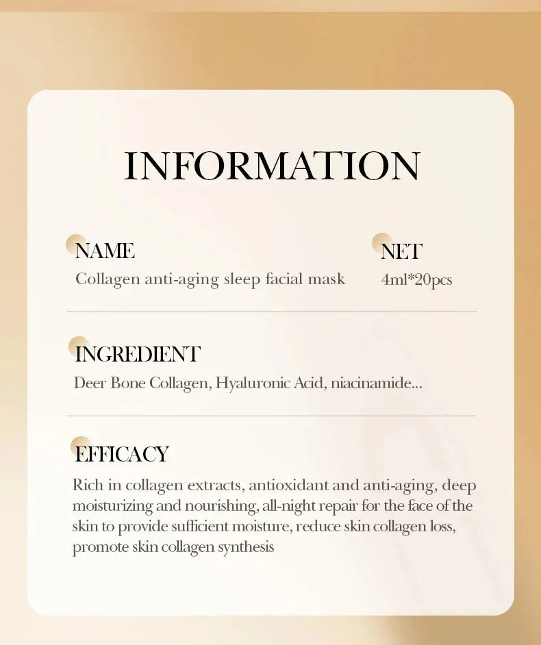 Collagen Sleeping Facial Masks Moisturizing Brightening Firming Hydrating