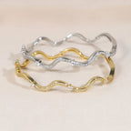 Personality Wave Shape Bangles 58mm Cubic Zirconia Brass Gold/Platinum Plated Bracelet