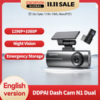 DDPAI Dash Cam N1 Dual Front & Rear Recording Night VIS 1296P Car DVR App Control