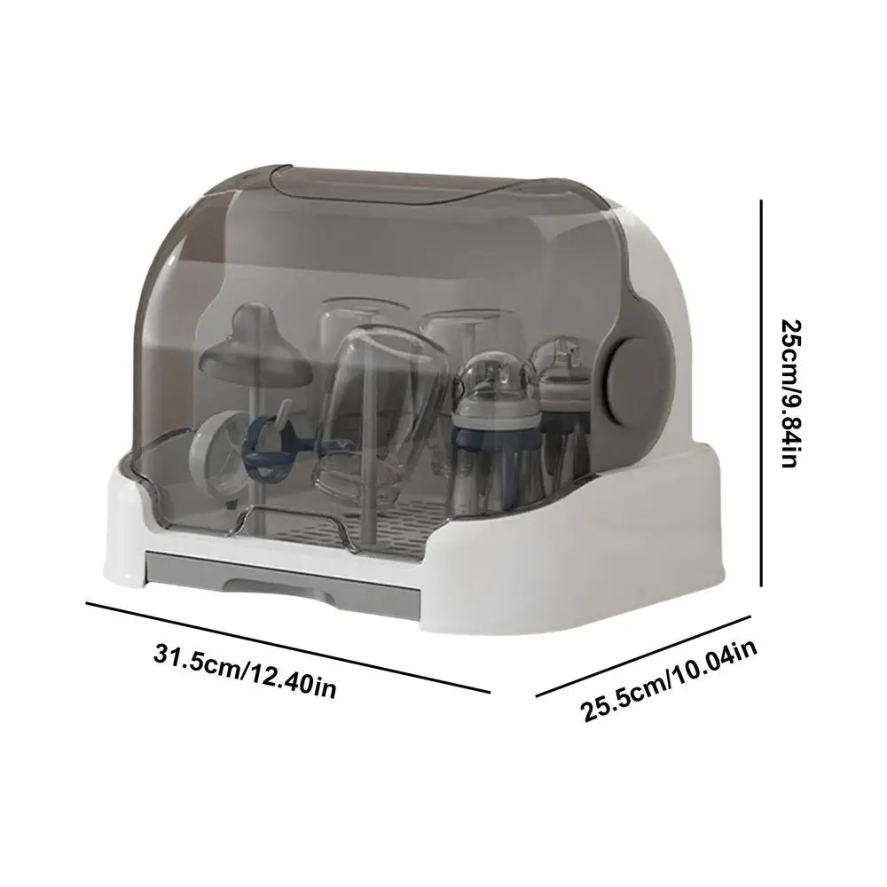 Baby Bottle Drying Rack With Removable Drip Tray Portable Storage Box With Lid