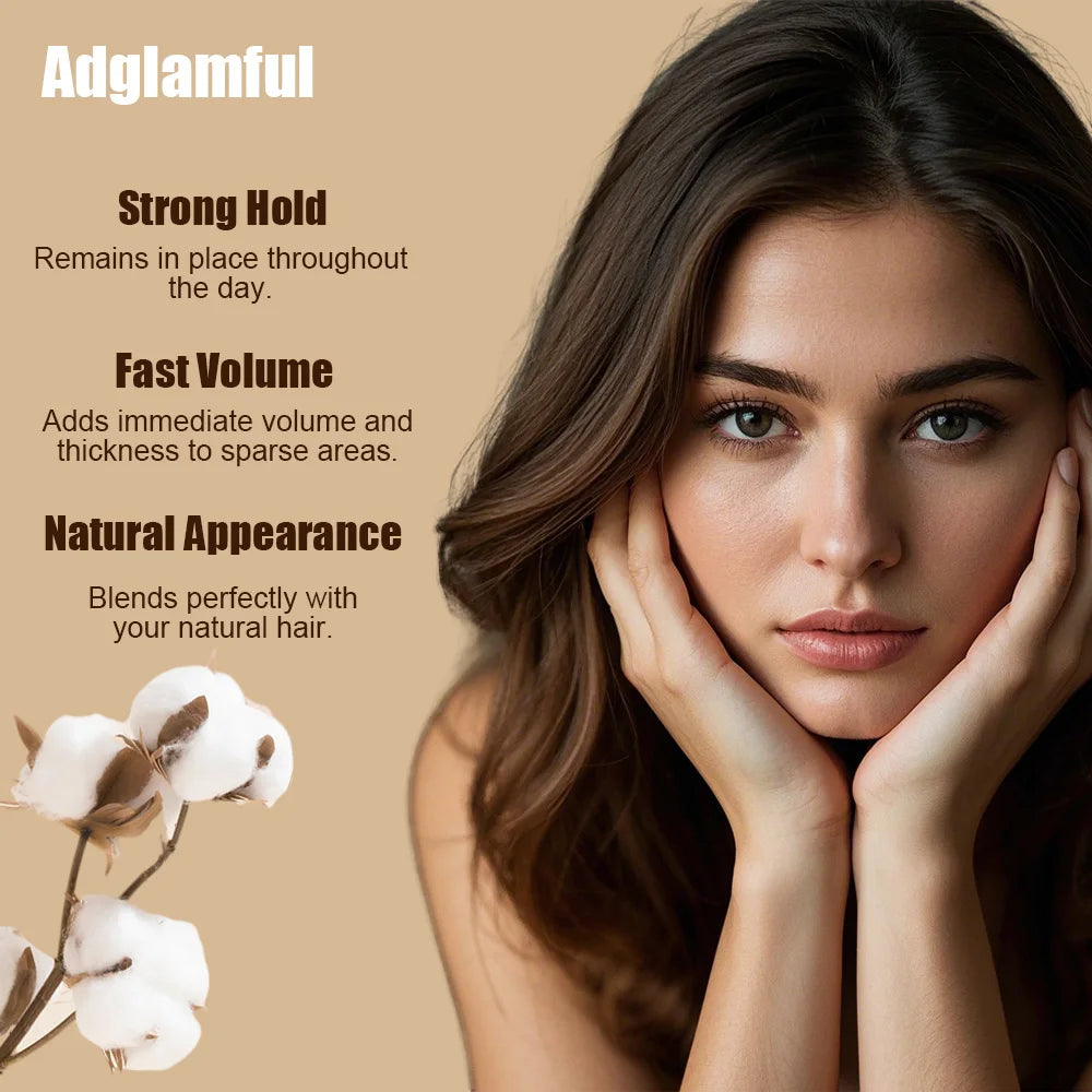 "Adglamful Hair Fiber Kit 15g Unisex Adds Volume Conceals Thinning Fills Hairline
