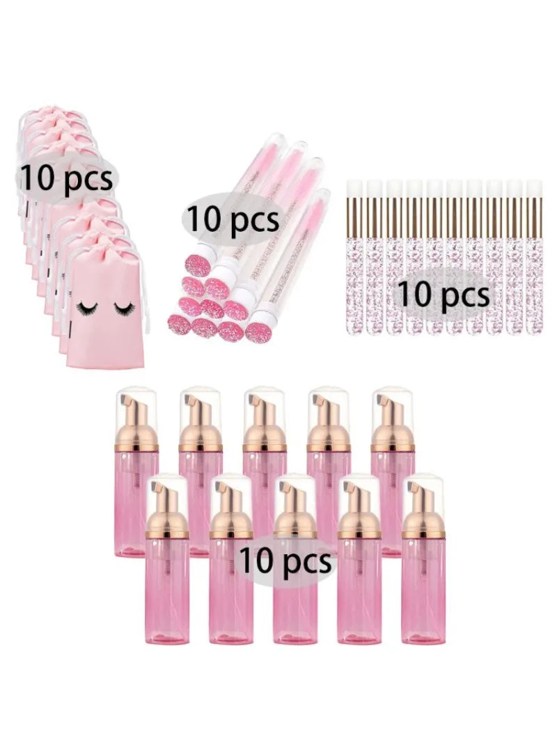 20/40PCS Suit 60ML Empty Pump Bottle Eyelash Shampoo Tool Travel Foam Dispenser Bottle Plastic Cleanser Soap Care