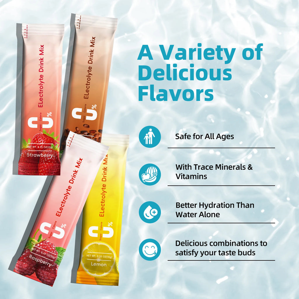 Electrolyte Powder Sugar Free 0 Calories Mixture Drinks Quickly Hydrate Provide Endurance & Energy Support Non GMO