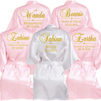 Customized Name Date Wedding Bathrobe Faux Silk Bridal Robe Bridesmaid