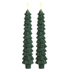 2pc/4pcs Christmas Tree LED Flameless Candles 3D Flame Green Candlesticks Christmas