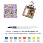 Portable Travel Watercolor Set Schmincke 8 Colors Mini Walnut Paint Box Sketchbook Supplies