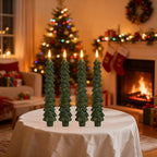 2pc/4pcs Christmas Tree LED Flameless Candles 3D Flame Green Candlesticks Christmas