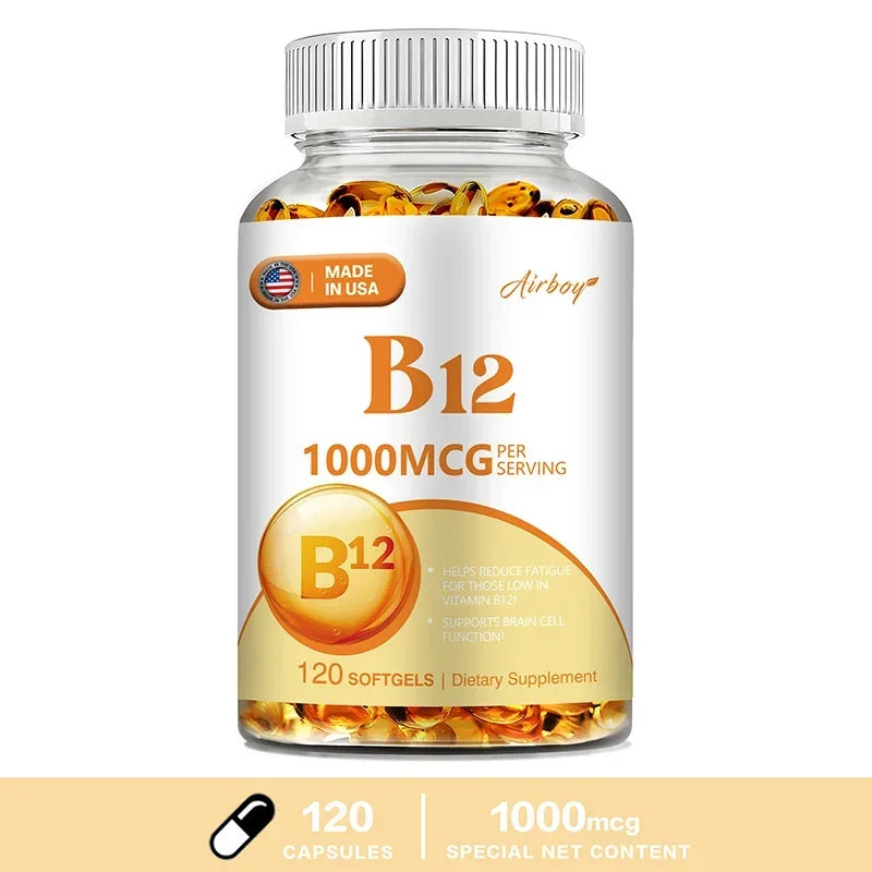 Vitamin B12 for Mood, Brain, Nervous System, Energy, Metabolism, Fatigue, Heart Health
