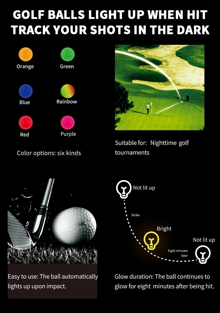 Caiton Night Glow Golf Balls – Set of 6, Perfect Gift for Golf Lovers