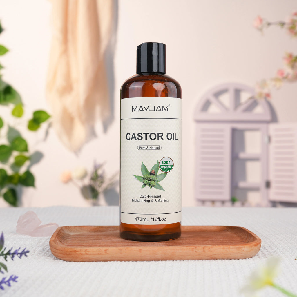 Organic Castor Oil Cold Pressed Massage Moisturizes Nourish Hair Eyelash Nail Growth 16fl.oz Pure Carrier Oil