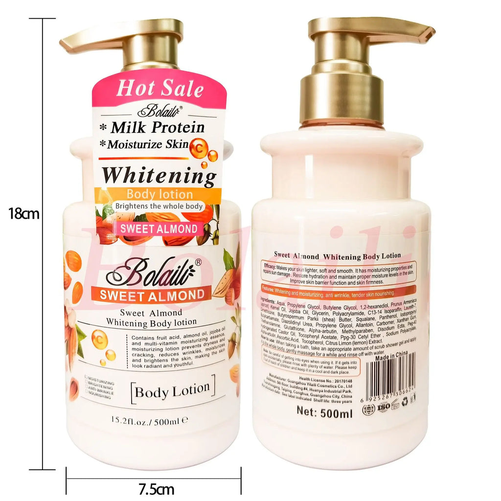 500ml Almond Whitening Body Lotion & Scrub Body Wash Exfoliating Moisturizing Whitening Skin Lightening Increase Skin Radiance
