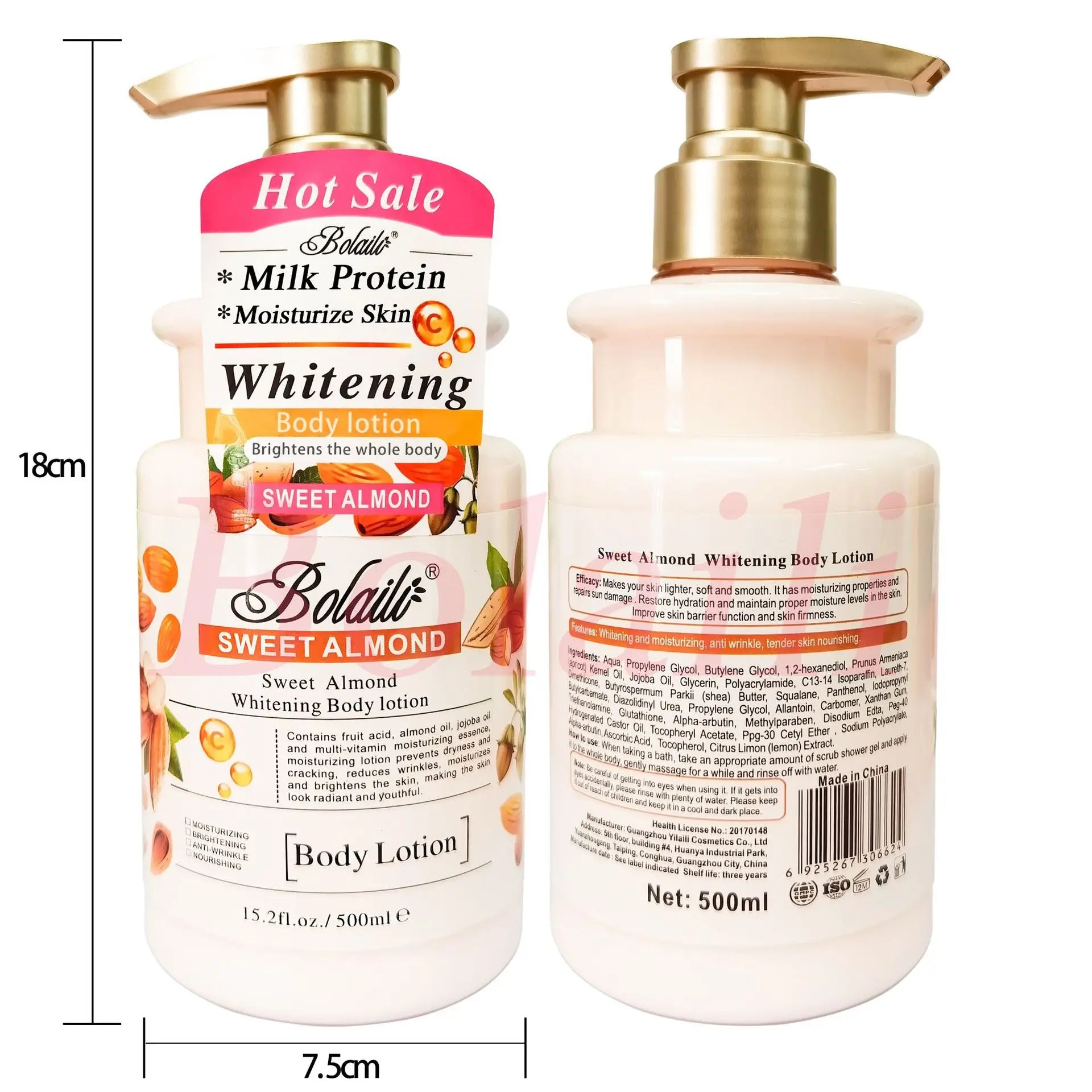 500ml Almond Whitening Body Lotion & Scrub Body Wash Exfoliating Moisturizing Whitening Skin Lightening Increase Skin Radiance