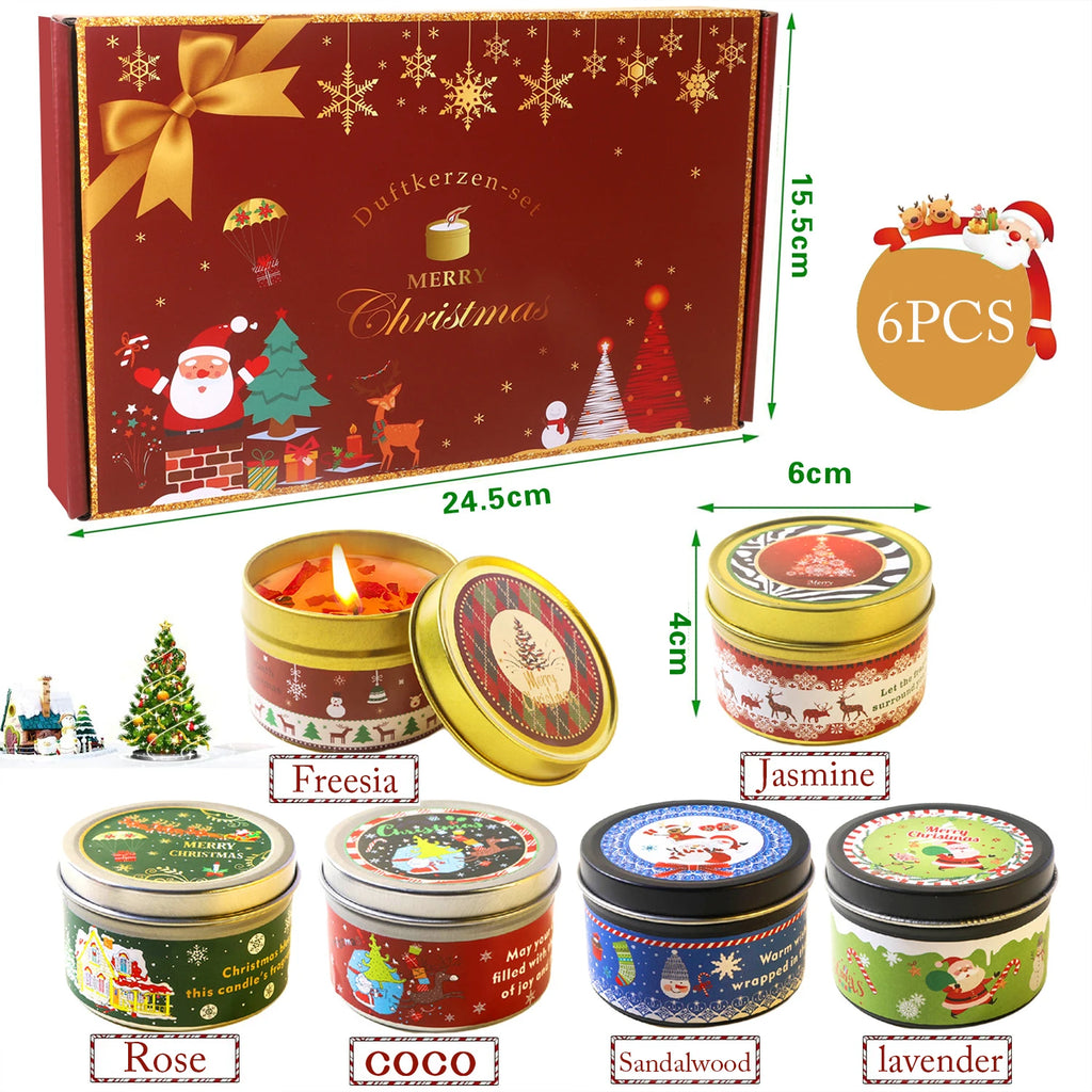 Christmas Scented Candle Set Gift Smokeless Aromatherapy Stonedried Flower Soy Wax