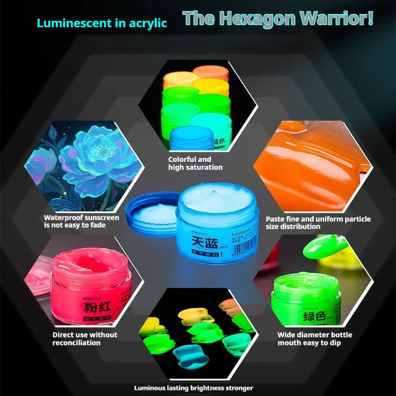 Glow-in-the-dark 20ml Fluorescent Acrylic Pigment