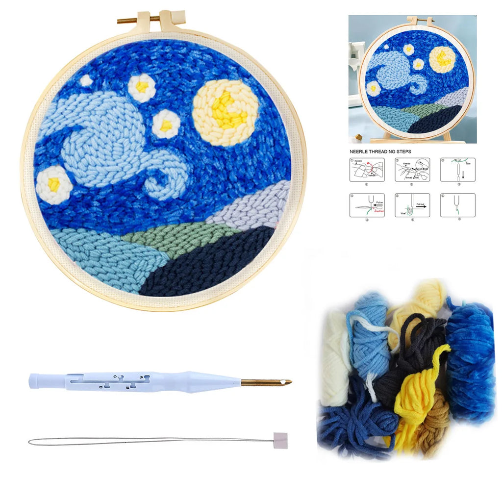 Punch Needle Kits for Beginners Adults Embroidery Starter Craft Tools Ocean Life Theme DIY Wall Art Gift for Women