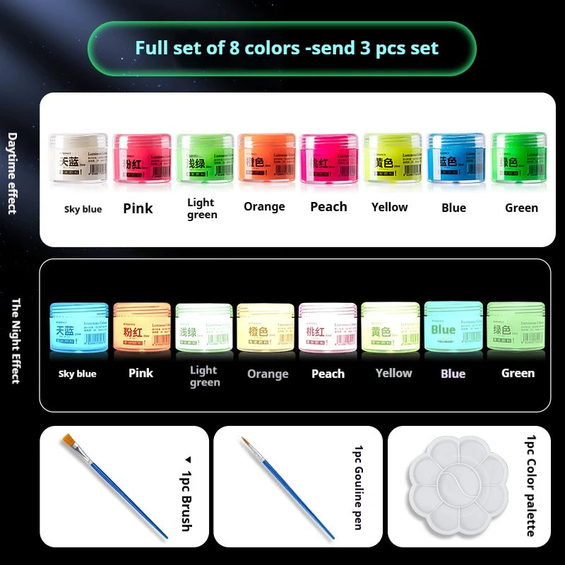 Glow-in-the-dark 20ml Fluorescent Acrylic Pigment