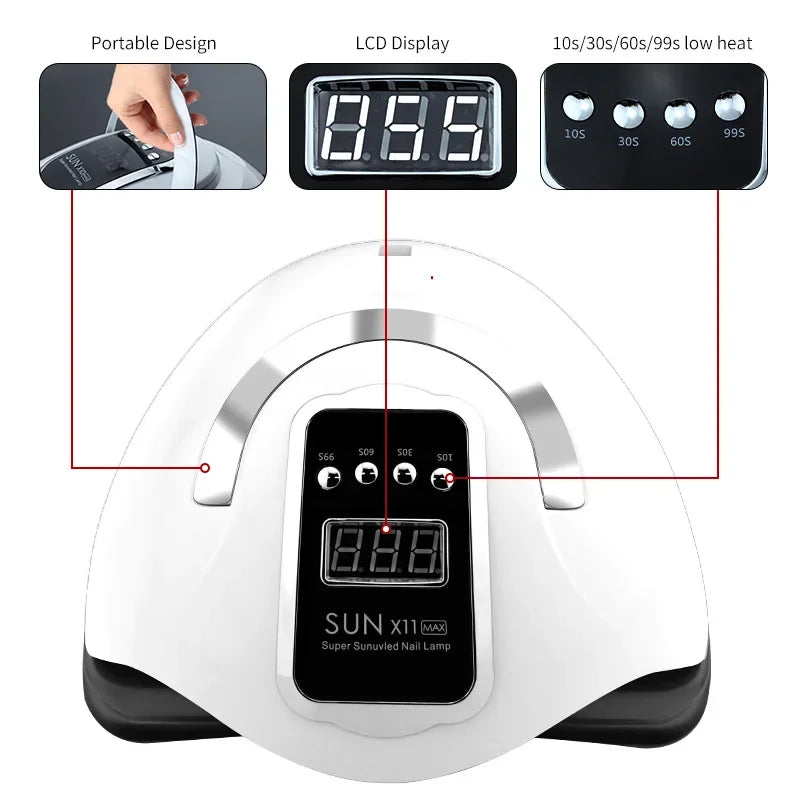 SUN X11 MAX Professional Nail Drying Lamp for Manicure 280W Nails Gel Polish Auto Sensor UV LED