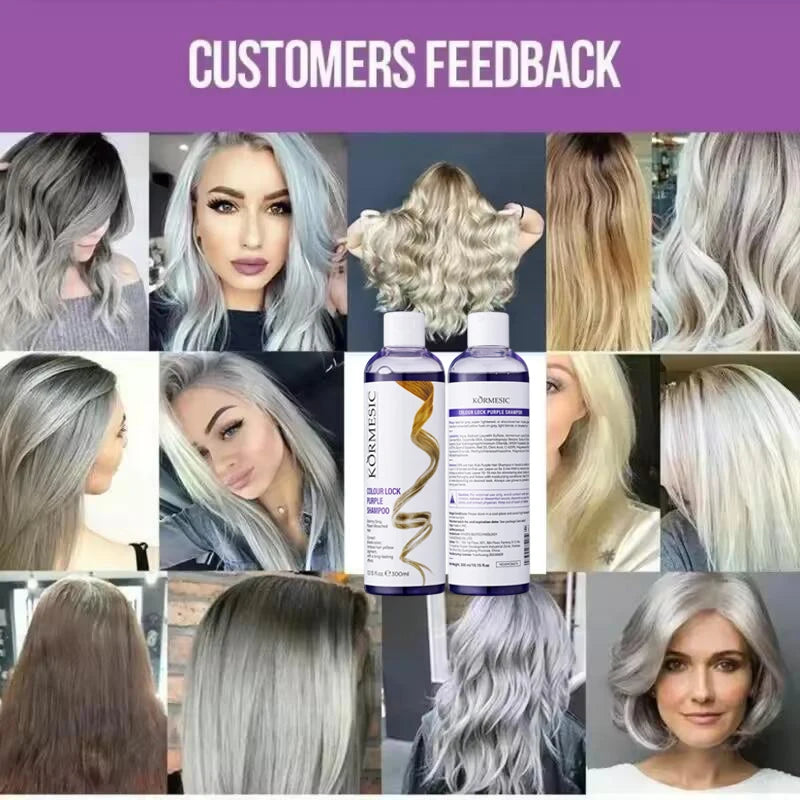 Professional Purple Shampoo Yellow Removal Post Dyeing Gray Hair Bleached Highlighted Revitalize 300ml