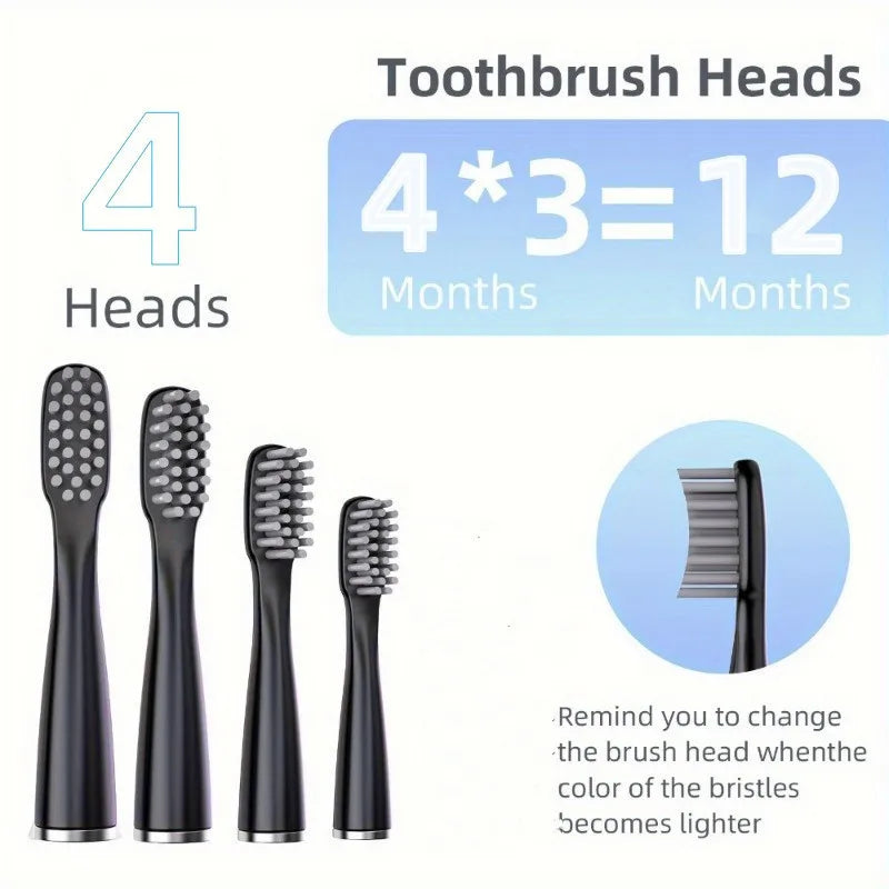 Electric Toothbrush Portable USB Rechargeable 6 Replaceable Heads Suitable for Travel