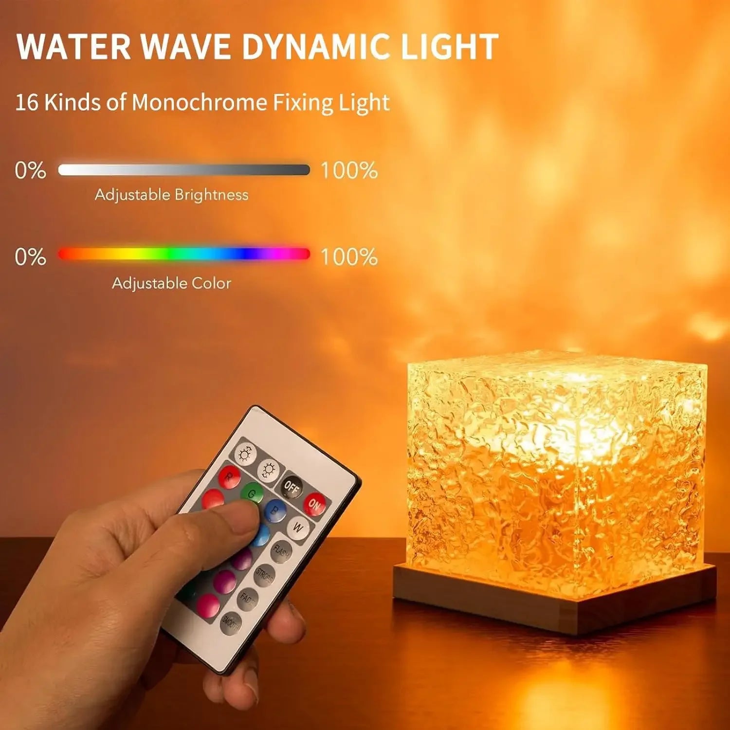 Ocean Wave Projector Light 16 Colors Glow Lamp Home Office Bar Restaurant Night Light