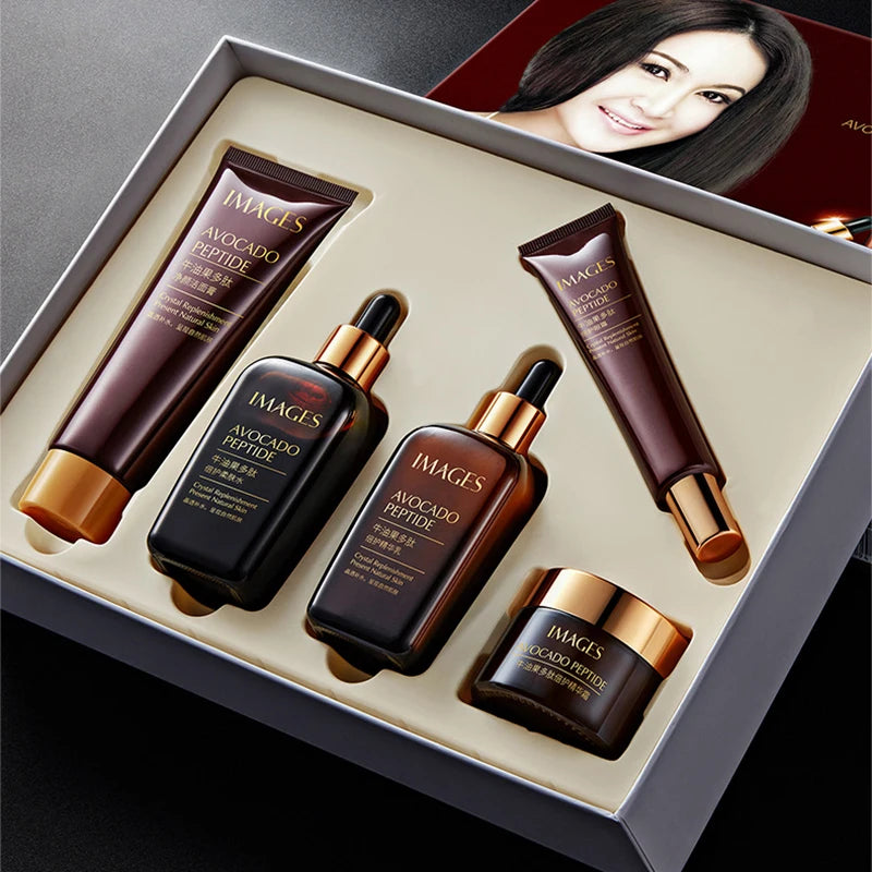 5pcs/Set IMAGES Avocado Skin Care Facial Moisturizing Cream Serum Cleanser Eye Skin Care Products