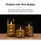 Flameless LED Candles with Embedded Star String Battery Operated Flickering Pillar Candle Light with Remote and Timer Home Decor