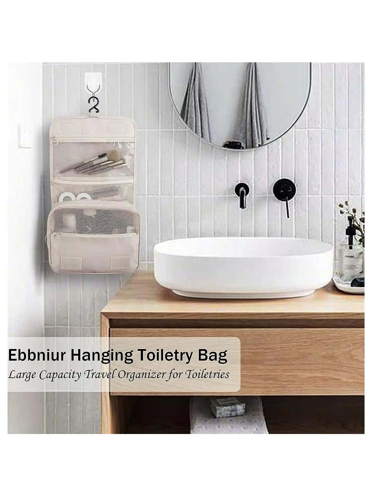 Travel Makeup Bag Waterproof Toiletries Organizer Hook Wash Storage