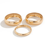 KunJoe 3Pcs Set Smooth Round Big Bangles Punk Heavy Metal 6.5cm Wide Bracelets
