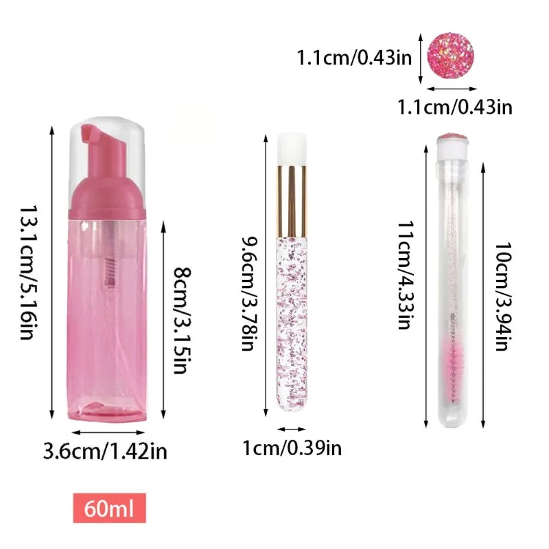 20/40PCS Suit 60ML Empty Pump Bottle Eyelash Shampoo Tool Travel Foam Dispenser Bottle Plastic Cleanser Soap Care