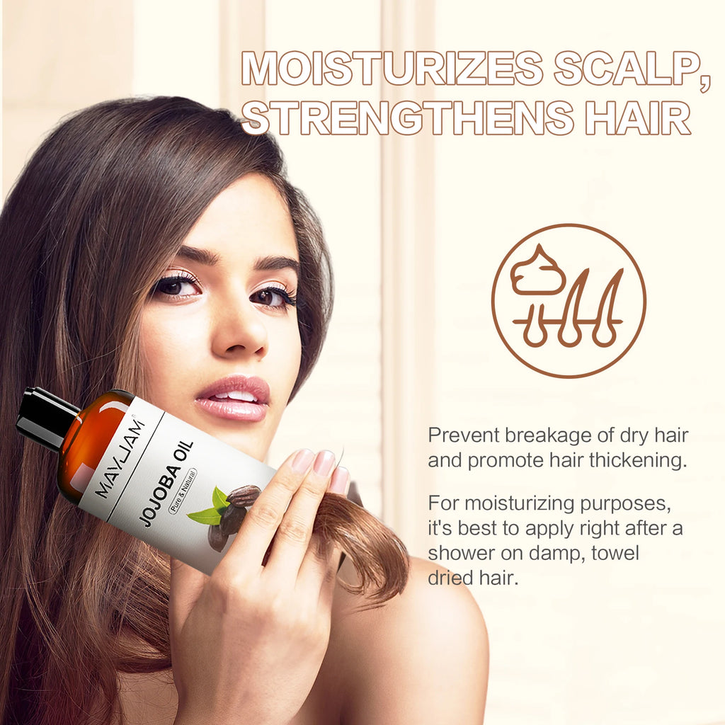 MAYJAM USDA Organic Jojoba Oil Moisturizing for Face, Hair, Skin & Nails